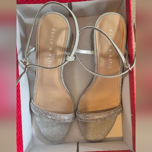 Kelly & Katie Sparkling Silver Strappy Heels - Picture 1 of 7